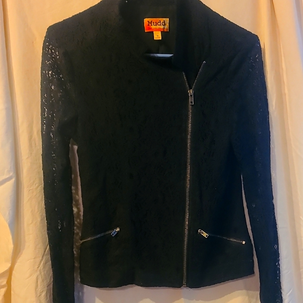 Mudd Size Medium Black Lace Zip Up Jacket